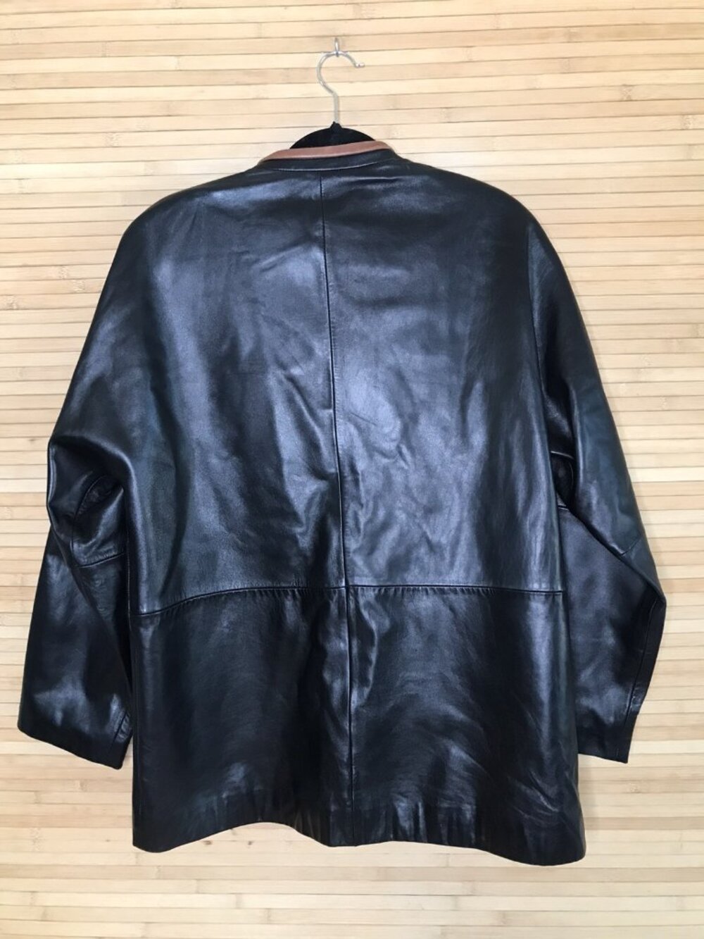 Vintage Ellen Tracy Size 8 Black & Brown Leather Jacket Boho - Picture 4 of 5